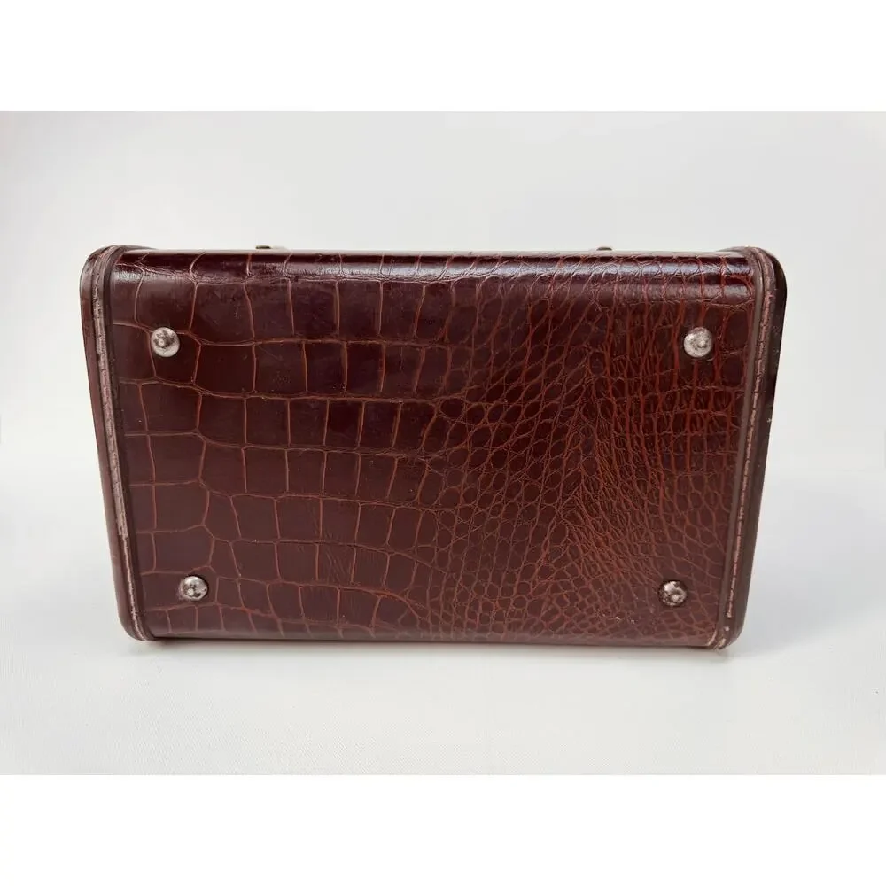 Vintage Samsonite Faux Alligator Train Case Vanity Luggage Shwayder Bros